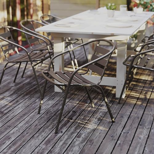 Flash Furniture Lila Bronze Metal Restaurant Stack Chair with Metal Slats
