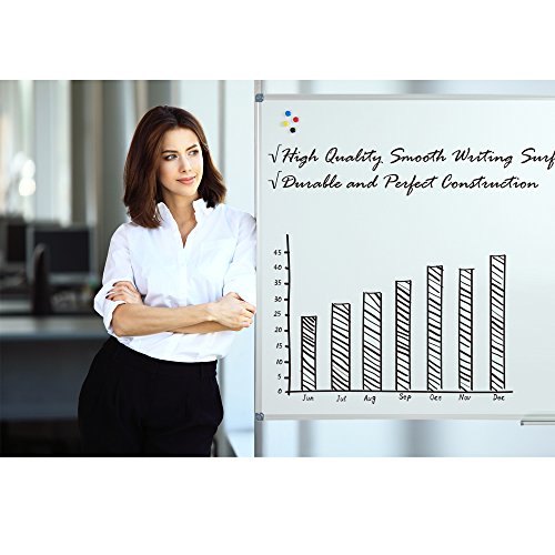 Lockways Silver Magnetic Whiteboard 48 x 36 Inch Dry Erase Office & Classroom Board