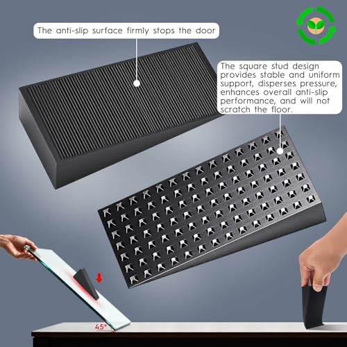 UXVEM 4-Pack Premium Rubber Door Stops - Solid Anti-Slip Wedges, No-Install, Fits 1.18" Gaps (Black)