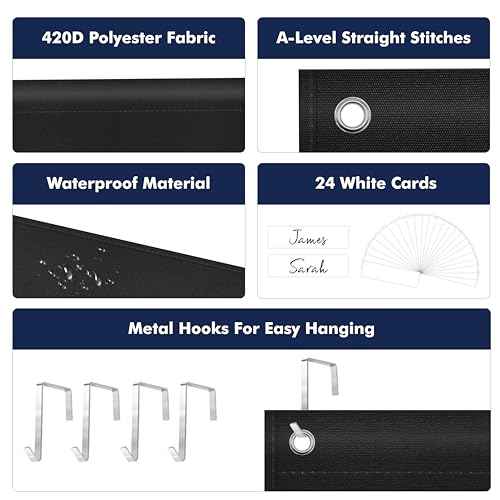 24 Pockets Heavy Duty Storage Chart, Hanging Wall File Organizer, Plus 4 Over Door Metal Hangers, 2 Markers & 24 Erasable Blank Cards, Organize Your Assignments, Files, Scrapbooks Papers (28¡± x 50.5¡±)