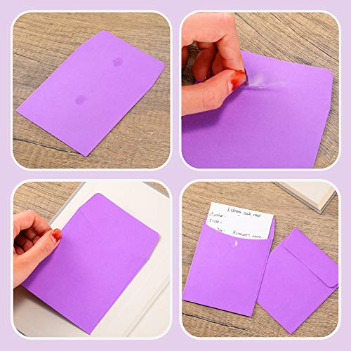 Multi-Color Library Card Pockets with Adhesive Dots - 100 Pack