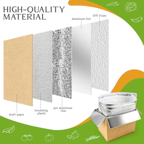 Convivium 2 Pack Insulated Shipping Boxes with Aluminum Foil Liner, 8x5x6 Inches, Hot & Cold Food Delivery