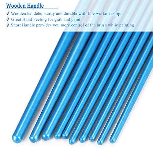 BOSOBO Paint Brushes Set, 2 Pack 20 Pcs Round-Pointed Tip Nylon Hair Artist Acrylic Paint Brushes for Acrylic Painting Oil Watercolor, Face Nail Art, Canvas, Miniature Detailing & Rock Painting, Blue