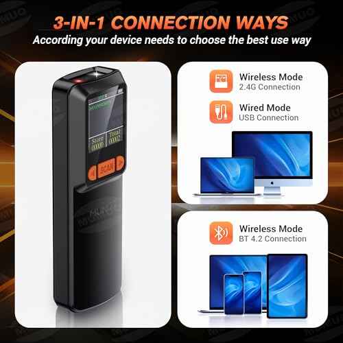 Wireless Barcode Scanner Mini Bluetooth 1D 2D QR Bar Code Scanner 3-in-1 Bluetooth & 2.4G & USB Wire Barcode Reader Compatible with Windows Android iOS Tablet PC (with LCD Screen)
