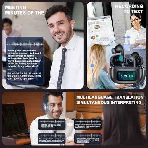AI Language Translation Wireless Earbuds,3-in-1 Real-Time Translator Earbud 144 Languages & Accents with LCD Smart Touch Screen,Bluetooth 5.4 Translation Headphones Device for Travel/Business/Learning
