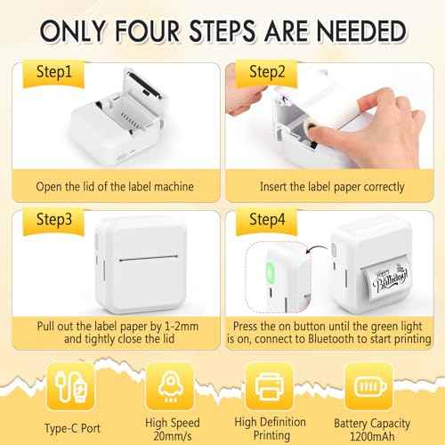HuiJuKeJi Label Maker Machine with 50 * 30mm Tape, S2 Portable Bluetooth Mini Label Printer Maker with Personalize Templates, Inkless Thermal Sticker Printer for Home/Office/Business/Organization