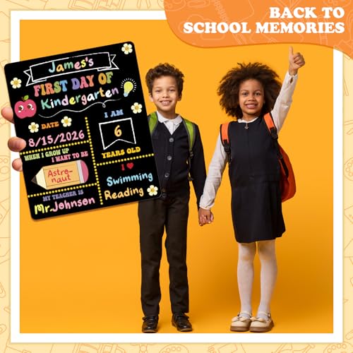 Vintage First and Last Day of School Sign Board 10x12 Double Sided Reusable Chalkboard for Kids