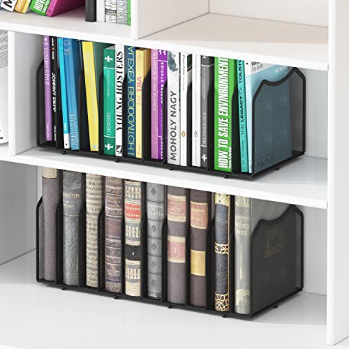 Simple Trending Mesh Desktop File Sorter Organizer, 5-Section Bookshelf for Desk Home Office, Black