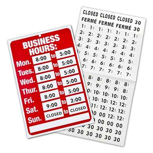 Business Hours Sign, Changeable Open and Closed Signs with Matching Letter and Number Stickers for Glass Door, Office, Restaurants, Bars, Retail, Barbershop, Salon Shops (Red)