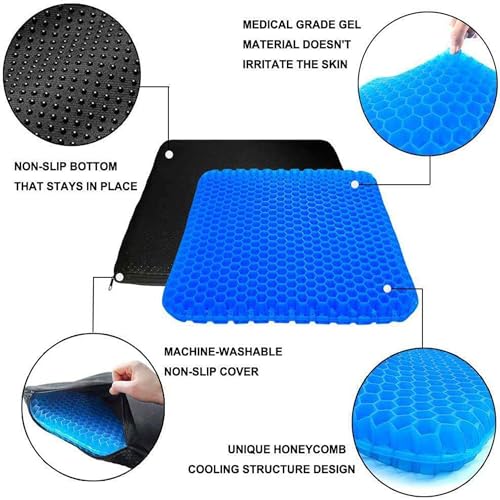 Pampkin TPE Gel Seat Cushion ? Ergonomic Pain Relief for Sciatica, Tailbone, Hip & Lower Back Pain ? Breathable, Washable Cover ? Ideal for Office, Car, Wheelchair, Stadium & Long Sitting Relief