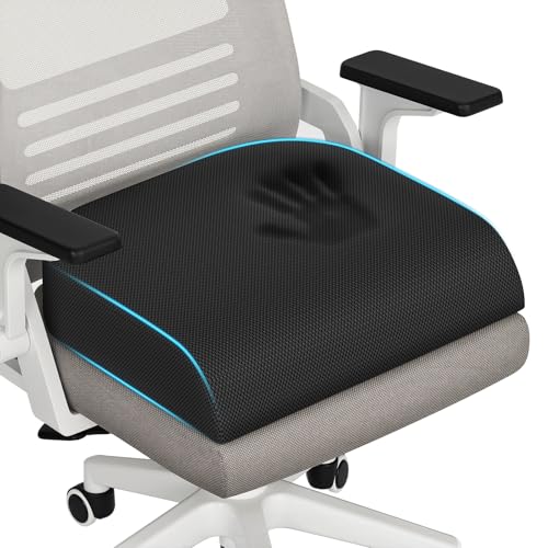 Black 3-Inch Memory Foam Seat Cushion for Office Chair - TranquilRelax Large