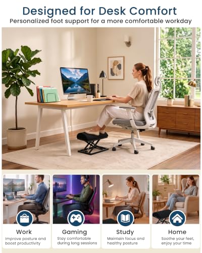 Wikabex Step-to-Adjust Foot Rest | Infinite Height Range 2.7–13.1 in, Carbon Steel