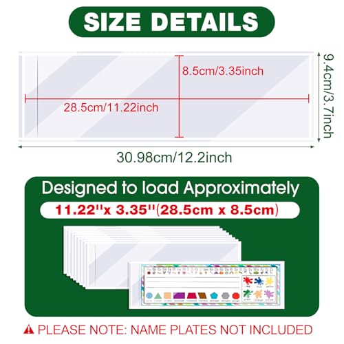 Meetory 36 Pack Clear Self-Adhesive Desk Name Tag Covers for Office & Classroom