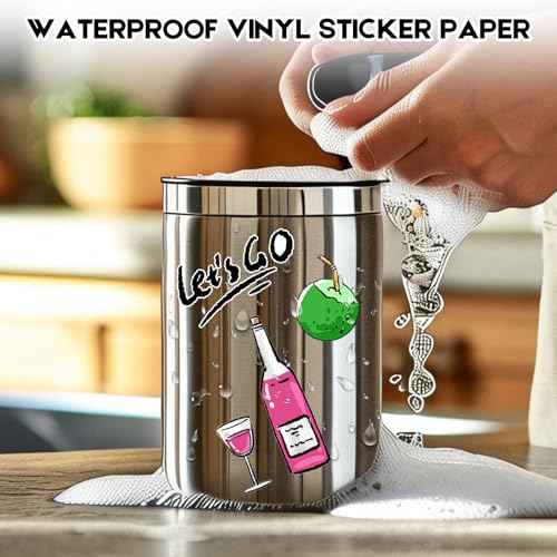 Premium Printable Vinyl Inkjet Stickers -30 Sheets Glossy White 8.5x11 Inch Sticker Paper,Suitable for inkjet printers£¬Waterproof£¬Fast Drying Vivid Colours, Retain Ink Well,Tear Resistant