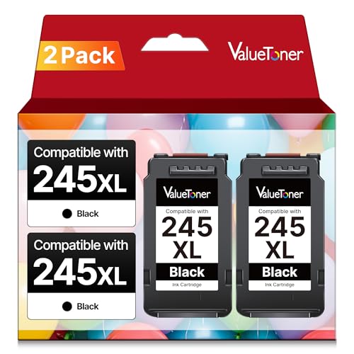 Valuetoner 245XL Ink Cartridge Replacement for Canon 245XL Black Ink PG-245XL 245 XL 243 for PIXMA TR4520 MX492 TS3122 MX490 MG3022 MG2522 MG2920 MG2420 MG2520 MG2922 MG2924 MG3029 Printer (2 Black)