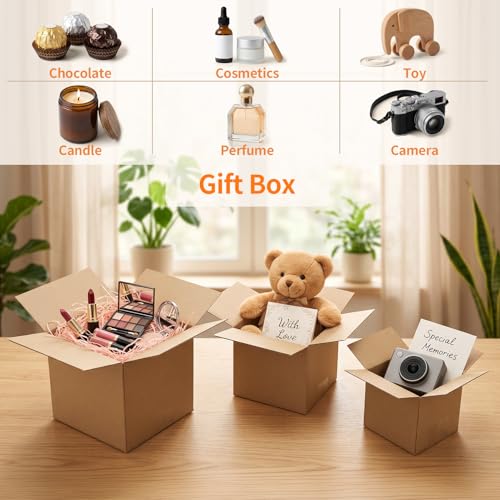 Hoikwo Bulk Shipping Boxes Assorted Sizes 4x4x4, 5x5x5, 6x6x6 - Professional Brown Cardboard Pack for Retail & Moving
