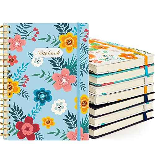 Coopay 8 Pack B5 Spiral Notebook Journal for Women, College Ruled Composition Notebooks Hardcover Spiral Journal, Cute Blooming Floral, Office School Business Supplies, 10.2" x 7.5", 160 Page