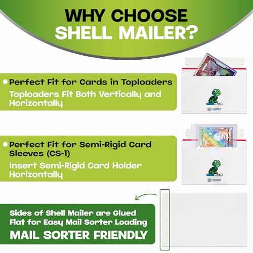 100 Pack Shell Mailer Trading Card Envelopes by Hobby Armor, 7" x 4.35" Trading Card Mailers for Shipping, Perfect Sized Shipping Envelope for Mailing Semi-Rigid and Toploaders, Protector Supplies