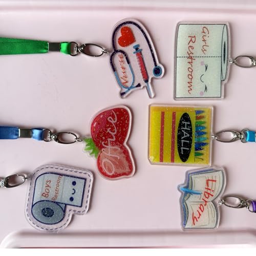 Acrylic Hall Pass First Day of School Unbreakable School Passes Set for Teachers Cute Classroom Passes for Bathroom, Library, Office and Nurse Classroom