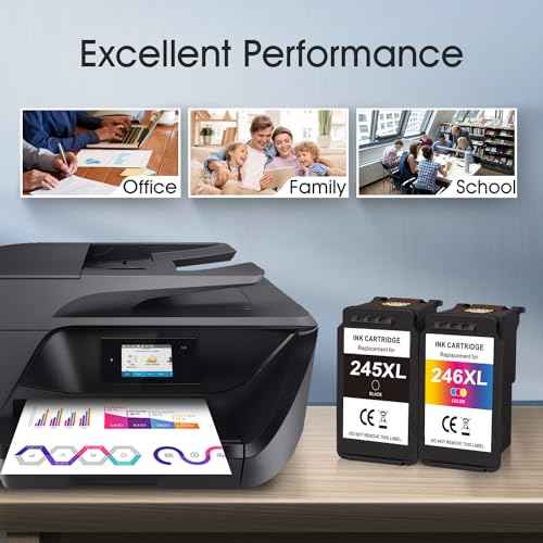 PG-245XL CL-246XL Black/Tri-Color Combo Pack Replacement for Canon 245XL Ink Cartridges for PIXMA MG2420 MG2520 MG2522 MG2525 MG2920 MG2922 MG2924 MG3020 TR4520 TS202 TS302 MG3029 (1 Balck 1 Color)