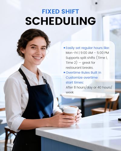 NGTeco Standalone Biometric Time Clock for Small Business - Black Silver