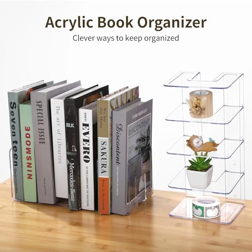 4 Pack Acrylic Desktop Book Organizers - Clear File & Purse Holders