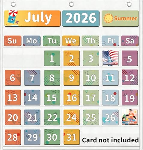 Yoink Classroom Calendar Pocket Chart with 45 Clear Pockets - White / Teacher & School Supplies