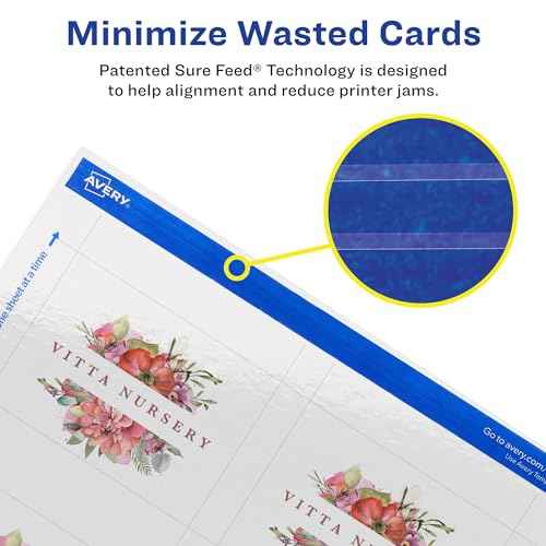 Avery Printable Rectangle Business Cards, Sure Feed Technology, 2.5" x 3.5", Glossy White Cardstock, Print-to-the-Edge, Laser/Inkjet Cards, 300 Total