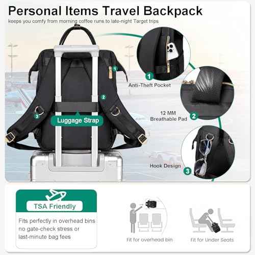 Lunch Backpack for Women, 15.6 Inch Laptop Backpack for Womens Stylish Nurse, Teacher Work Back pack with Lunch Box Insulated Backpacks Cooler for Women Men Travel Camping Picnics