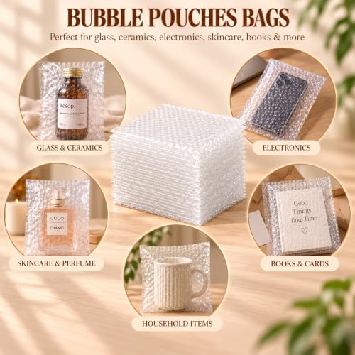 50PCS 6x8 Inch Clear Bubble Pouches Double Wall Shockproof Packaging