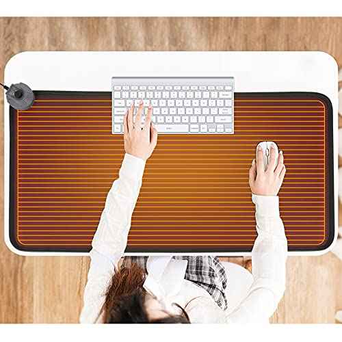 Mymyth Heated Desk Pad, Warm Mouse Pad, Foot Warmer - 8 Speeds Heated Control with Digital Display - 31.5¡®¡¯¡¿17.5¡± Extended Edition Gaming Mouse Mat - Auto Shutoff