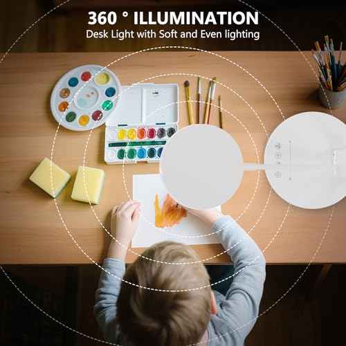 LED Desk Lamp, Eye-Care Desk Light with RGB Night Light, 5 Color Modes Dimmable Table Lamp, 800LM Foldable Touch Control Reading Light for Home Office, Study Room, Bedroom,