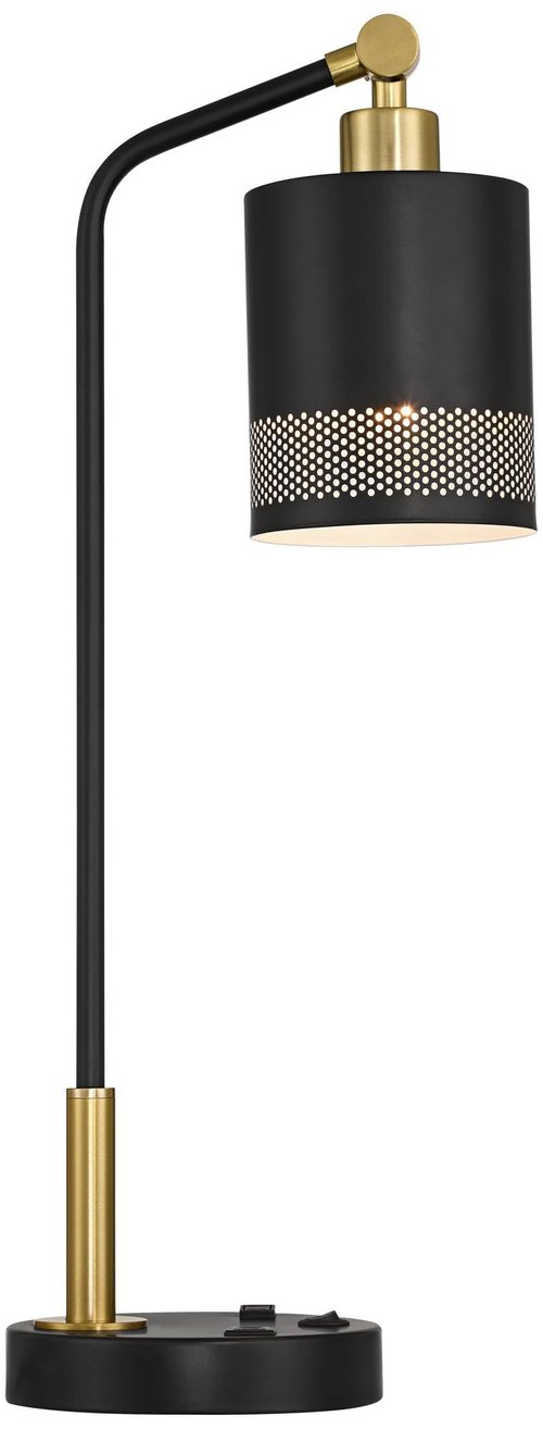 Possini Euro Design Possini Euro Keller 24" High Black and Brass Outlet and USB Desk Lamp