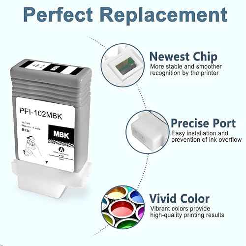 PFI-102 Ink Cartridge PFI-102MBK Matte Black Ink Tanks Compatible with Canon ImagePrograf IPF500 IPF600 IPF605 IPF610 IPF650 IPF700 IPF710 IPF720 2-Pack 130ml