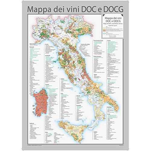 Geo4Map Italy DOC and DOCG Wines Wall Map - English and Italian - 28" x 39" Full Color Uncoated Paper