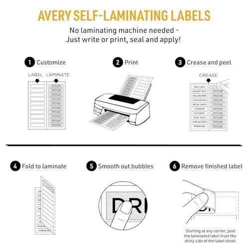 Avery 00757 Easy Align Self-Laminating ID Labels, Laser/Inkjet, 1 1/32 x 3 1/2, White (Pack of 250)