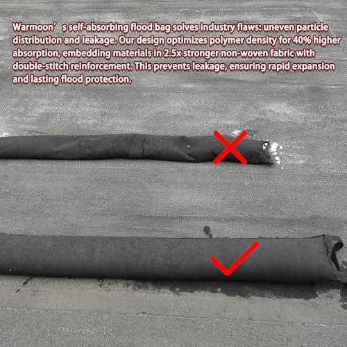 Self-Absorbing Reusable Flood Bags with Handles - Evenly Distributed Absorbents, Multiple Lengths - Home/Garage/Commercial Protection (3ft (Pack of 5) - with Handles)