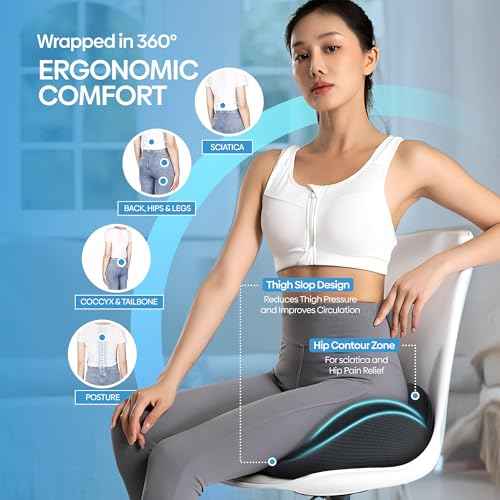 Orthopedic Gel Memory Foam Seat Cushion ? Ergonomic Design for Tailbone & Sciatica Pain Relief, Coccyx, and Pressure Relief for Office Chair, Car, and Wheelchair (Black/Deep Gray, X Large)