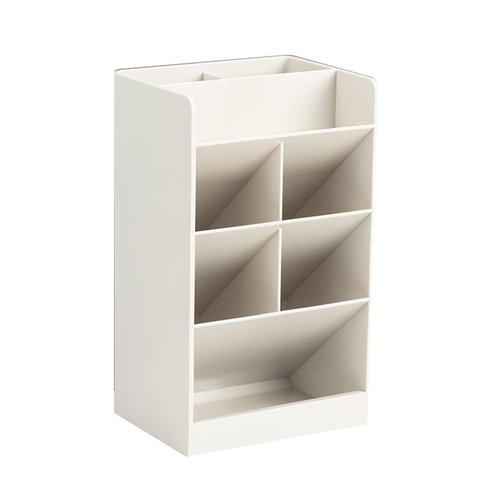 Pen Holder, Oblique Insertion Stationery Storage Box 5 Compartments Pencil Holder Makeup Brush Holder Pen Organizer for Office Pencil Holder for Desk Stationery Storage Pen Holder(Creamy White)