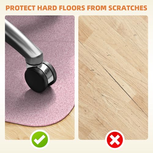 Office Chair Mat for Hardwood Floors 63" x 51", Durable Non-Slip Large Tile Floor Protector, Anti-Scratch Thick Heavy-Duty Recyclable Gliding Desk Mats for Computer Rolling Chairs, Pink