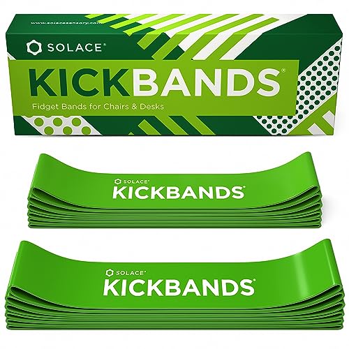 Solace 12-Pack Green Fidget Kick Bands for Kids' Chairs - Classroom Sensory Fidget Bands
