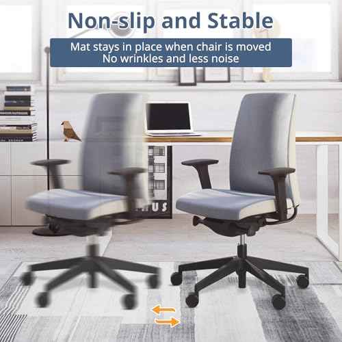 Office Chair Mat for Hardwood Floor, 48x60 Floor Mat for Office Chair, Low Pile Desk Floor Protector, Grey & White Modern Pattern