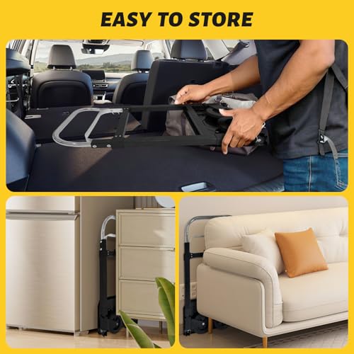 Folding Hand Truck Dolly Cart, 260 lb Capacity Portable Aluminum Dolly Cart Aluminum Construction for Moving House, Office, Warehouse, Includes Two Elastic Ropes