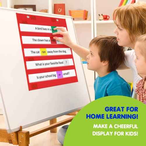EAMAY Classroom Magnetic Pocket Chart for Kids, Mini Double-Sided Pocket Charts for Teachers Fits 3" Sentence Strips and Cards(14" x 17") (4)