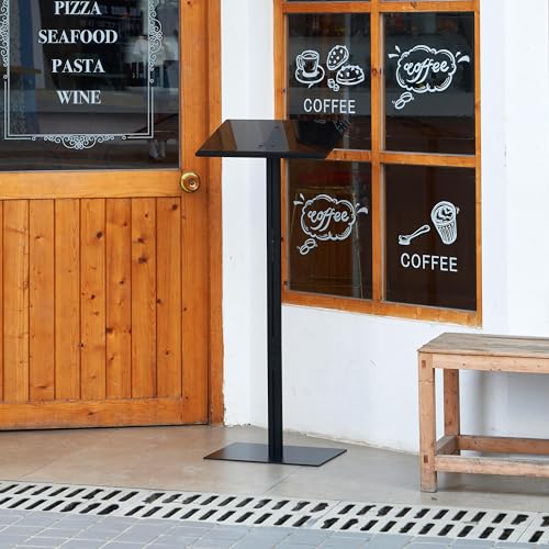 CRYSFLOA Black Podium Stand Acrylic Lectern with Metal Base – Type 3, 43.6in