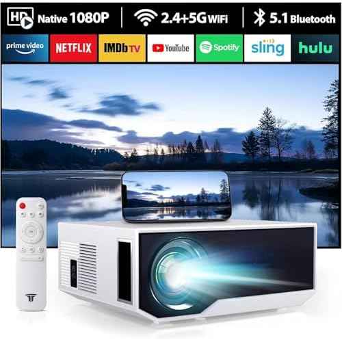 Projector with WiFi and Bluetooth, 16000Lumens Portable Mini Projector,4K Support Native Full HD 1080P Outdoor Movie Projector,Smart Projector Compatible with Android/iOS/Windows/TV Stick/HDMI/USB