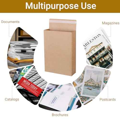 50 Pack 9.4" x 13.2" Expandable Catalog Envelopes, Large Kraft Document Envelopes Self Seal Manilla Envelopes Mailing for Documents, Magazines, Photos