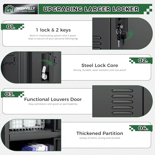 Greenvelly 9-Door Lockable Metal Locker Black - Office, Gym, School Storage