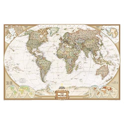 National Geographic World Executive Wall Map - Antique Style - 46 x 30.5 inches - Art Quality Print