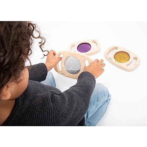 TickiT Easy Hold Glitter Panels - Set of 3 - Silver, Gold & Purple - For Ages 12m+ - Visual, Sensory Play - Wooden Toy for Toddlers
